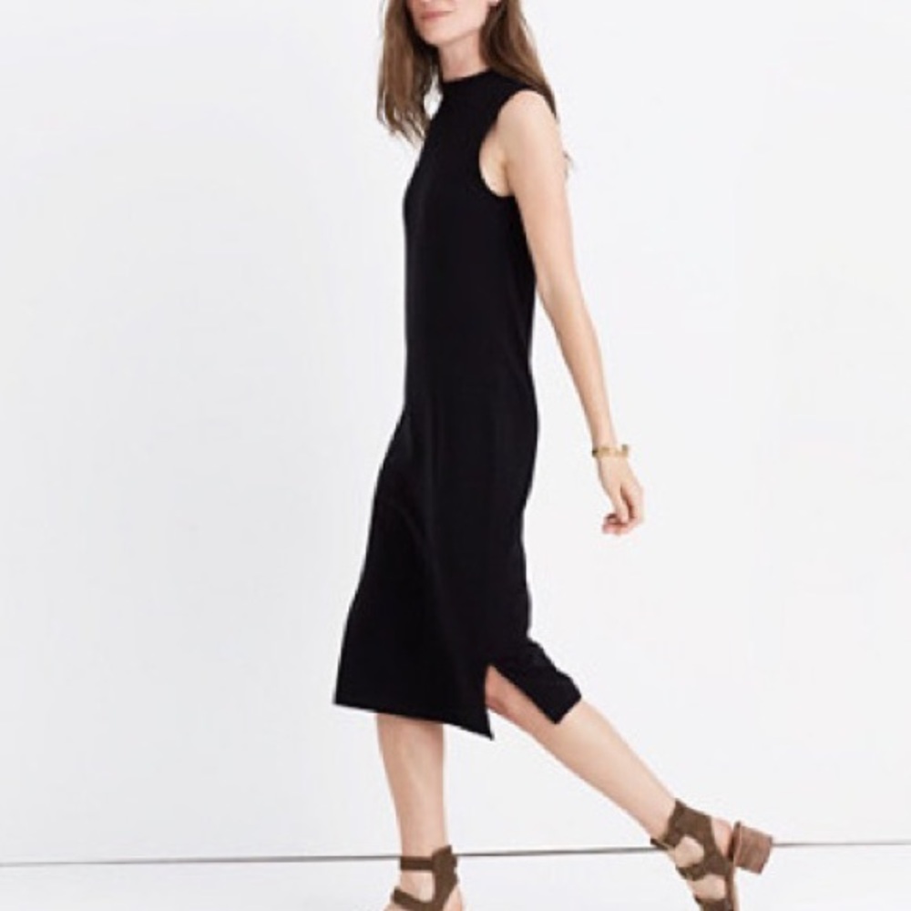 Madewell dress midi mockneck black sleeveless